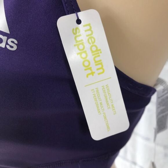 Adidas Sports Bra NWT Women’s Performance Tec- Fit Sports Bra Purple Size Small - Picture 3 of 14